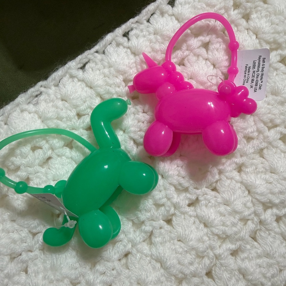 Bath & Body Works Pink & Green Balloon Animal Hand Sanitizer Holders